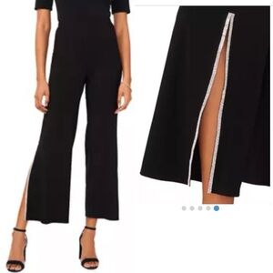 MSK Women's Rhinestone Trim Side Slit Pants Evening Pants Wedding Guest Bedazzle